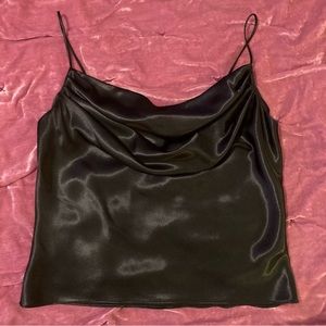 90s Y2K Black Silky Spaghetti Strap Tank Top